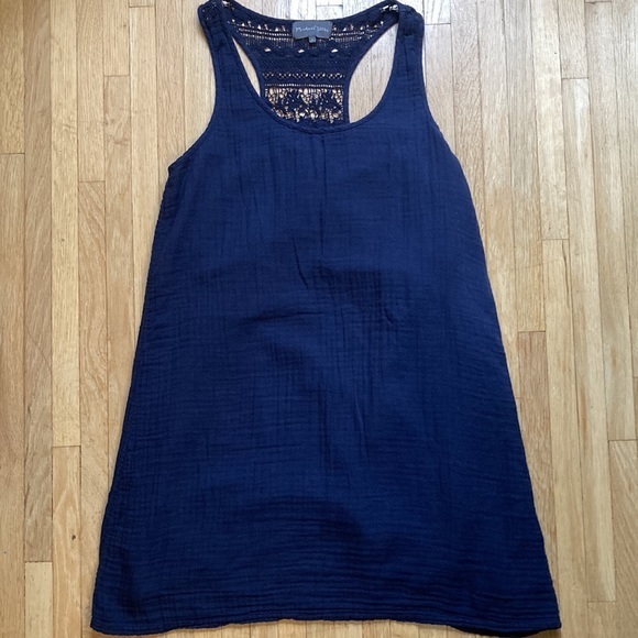 Michael Stars Double Gauze Crochet Racerback Tank Dress‎ Navy Small - Picture 6 of 9